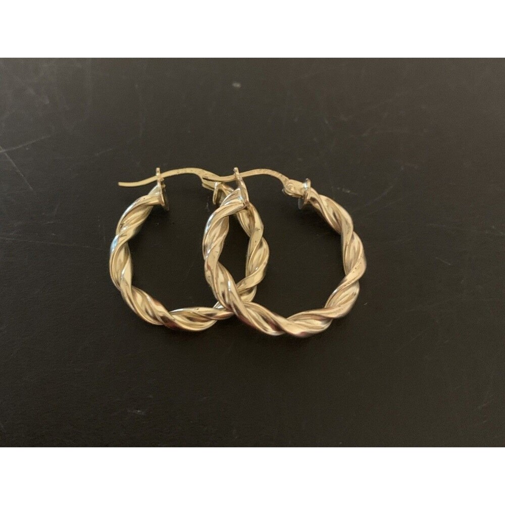 Sterling Silver Twisted Rope Hoop Earrings Gold Vermeil